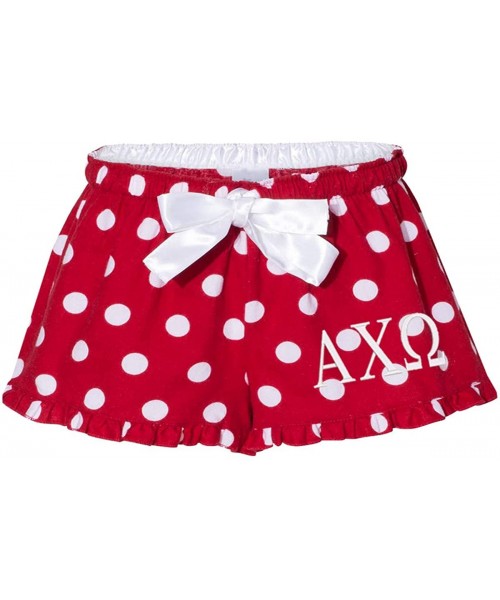 Bottoms Alpha Chi Omega Flannel Boxer Shorts - Red Polka Dot - Red Polka Dot - C818DI3Y39A
