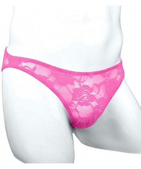 Tops Womens Clothing Panties Panty Lace Soft Thongs Bikini Panty Hipster Edge Soft Sexy Brief Triangle Panties Hot Pink - CC1...