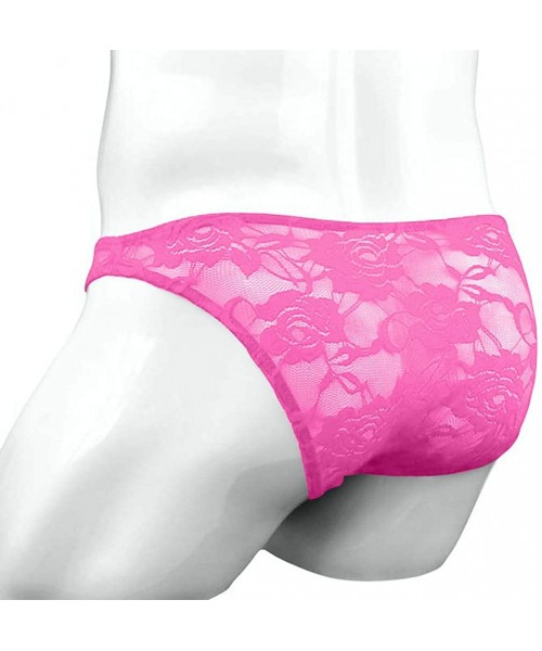 Tops Womens Clothing Panties Panty Lace Soft Thongs Bikini Panty Hipster Edge Soft Sexy Brief Triangle Panties Hot Pink - CC1...