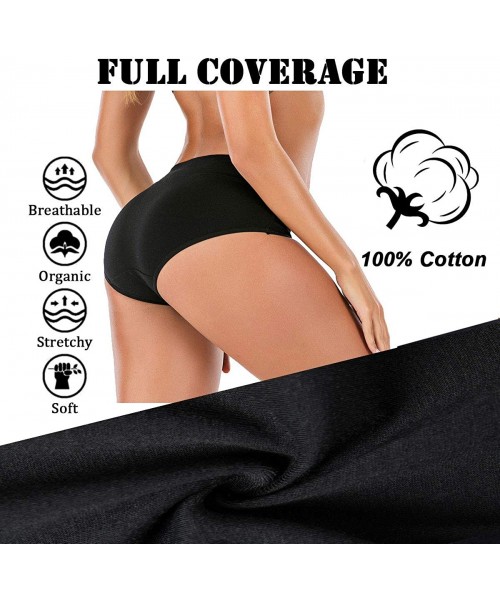 Panties Women's Mid Waist Cotton Underwear Soft Breathable Full Coverage Briefs Panties Ladies Underpants 4 Pack - Gray - CG1...
