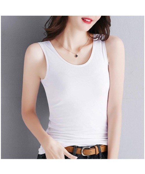 Tops Womens Camisole Women's Cotton Modal Amarily Lounge Tank Summer Outer Wear Sleeveless Tops-S-XXXL - White - CH190OSUOH3