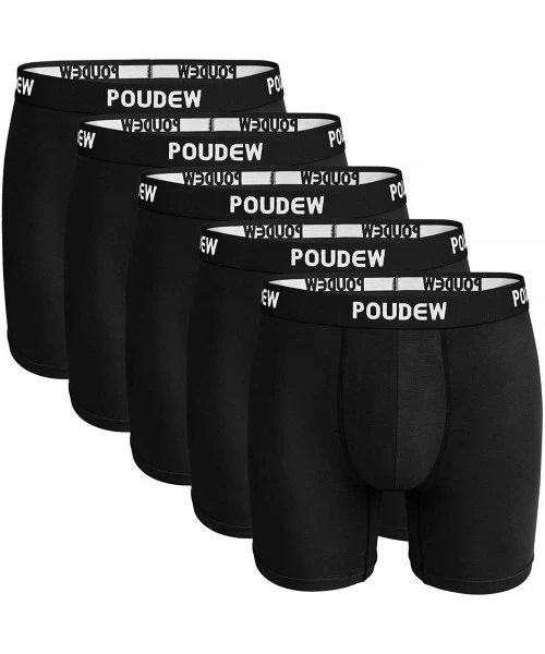 Boxer Briefs Men's Underwear 6 Inches Soft Viscose Boxer Briefs- Tagless Mens Boxer Briefs with Pouch- 5 Pack - D Bk/Bk/Bk/Bk...