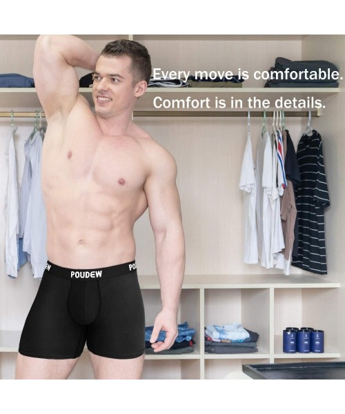 Boxer Briefs Men's Underwear 6 Inches Soft Viscose Boxer Briefs- Tagless Mens Boxer Briefs with Pouch- 5 Pack - D Bk/Bk/Bk/Bk...