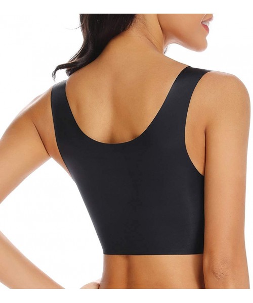 Bras Seamless Bras for Women Sleep Leisure Yoga Bra Padded Wireless Thin Soft Comfy Pullover Tops Plus Size - Black - CJ18TSX...