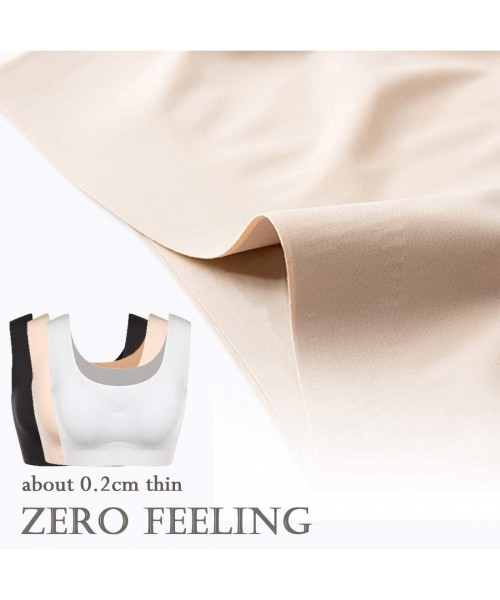 Bras Seamless Bras for Women Sleep Leisure Yoga Bra Padded Wireless Thin Soft Comfy Pullover Tops Plus Size - Black - CJ18TSX...