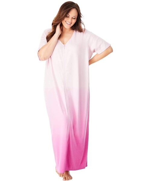 Nightgowns & Sleepshirts Women's Plus Size Ombre Zip-Front Lounger Nightgown - Rosebud Ombre (1008) - CH199L4KKW7