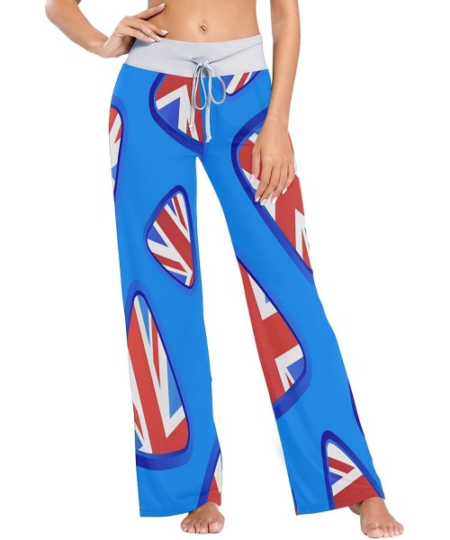 Bottoms Womens Pajama Lounge Pants Union Flag Blue Fearless Wide Leg Casual Palazzo Pj Sleep Pants Girls - Amazing 1 - CG19CM...