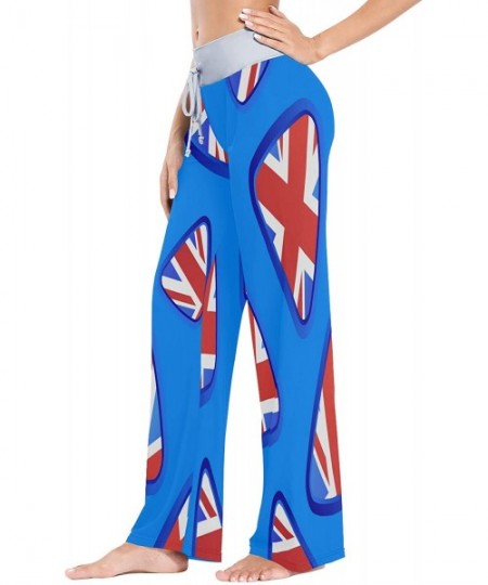 Bottoms Womens Pajama Lounge Pants Union Flag Blue Fearless Wide Leg Casual Palazzo Pj Sleep Pants Girls - Amazing 1 - CG19CM...