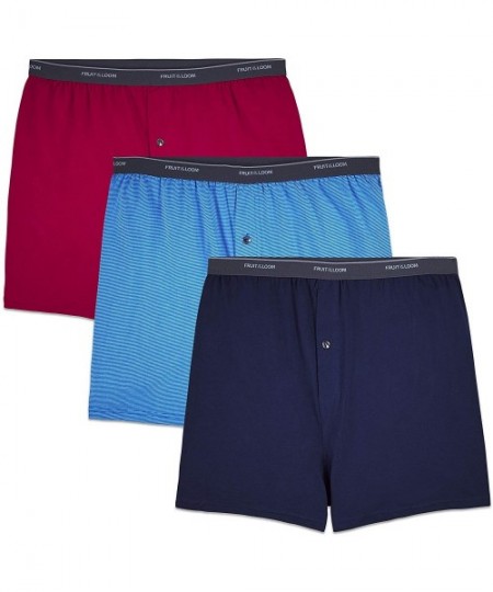 Boxers Men's Big and Tall Tag-Free Underwear & Undershirts - Big Man - Knit Boxer - 3 Pack - CX11WU4C3E7