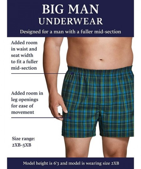 Boxers Men's Big and Tall Tag-Free Underwear & Undershirts - Big Man - Knit Boxer - 3 Pack - CX11WU4C3E7