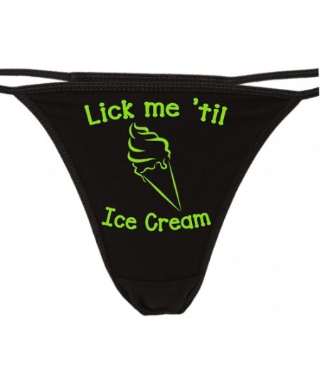 Panties Lick Me Till Ice Cream Thong Underwear - Lick me Untill I Scream All You can eat Panties - Lime Green - CE187I9NKRX