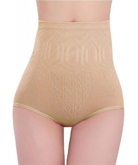 Tops Soft Cotton Underwear Panties- Sexy Womens High Waist Tummy Control Body Shaper Briefs Slimming Pants - Skin - CZ18W003L33