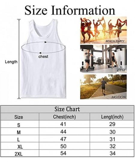 Undershirts Men's Fashion Sleeveless Shirt- Summer Tank Tops- Athletic Undershirt - Silver Blue Fire Flame Wolf Black - CS19D...