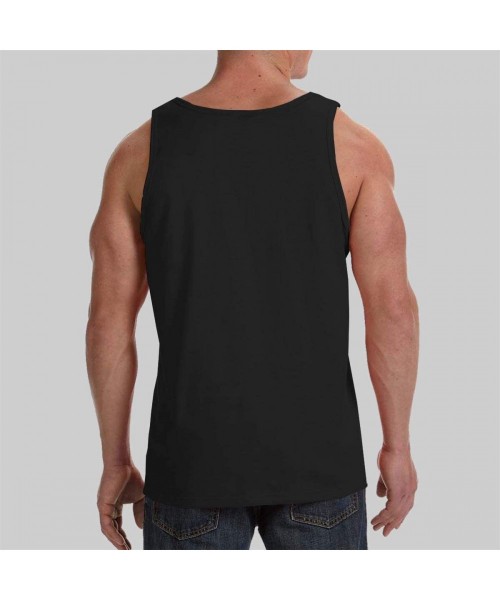 Undershirts Men's Fashion Sleeveless Shirt- Summer Tank Tops- Athletic Undershirt - Silver Blue Fire Flame Wolf Black - CS19D...