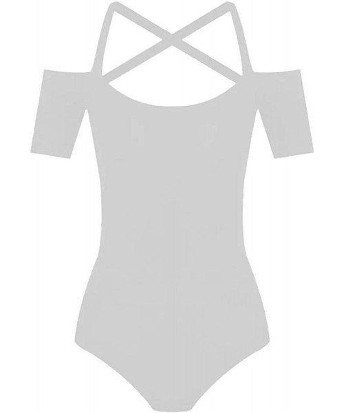 Shapewear Womens Plus Size Long Sleeves Off Shoulder Plain Viscose Jersey Bodysuit - White1 - CB12L57ZRZB