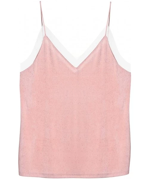 Camisoles & Tanks Spaghetti Strap Camisole for Women V Neck Tank top - Pink - CY19024YGQ5