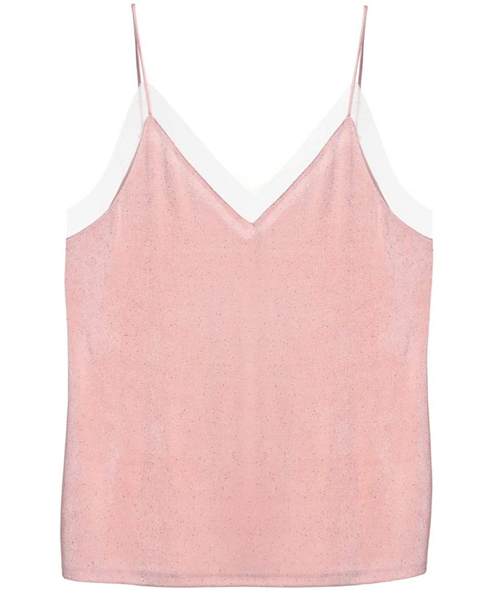 Camisoles & Tanks Spaghetti Strap Camisole for Women V Neck Tank top - Pink - CY19024YGQ5