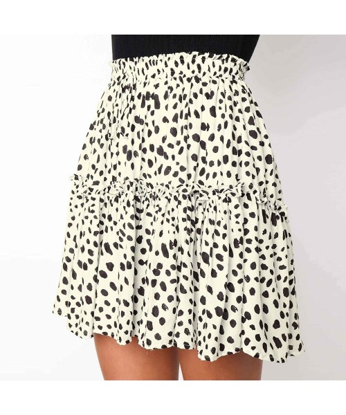 Bottoms Women Casual Retro High Waist Print Design Evening Party Short Skirt - White - C018OLD7M5M