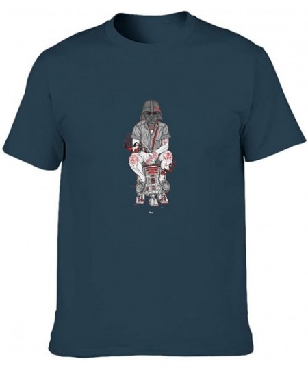 Undershirts Skull Warrior Cotton T Shirt Men Moisture Plus-Size T Shirt Scary Skull - Navy - CS19DSTIMCE