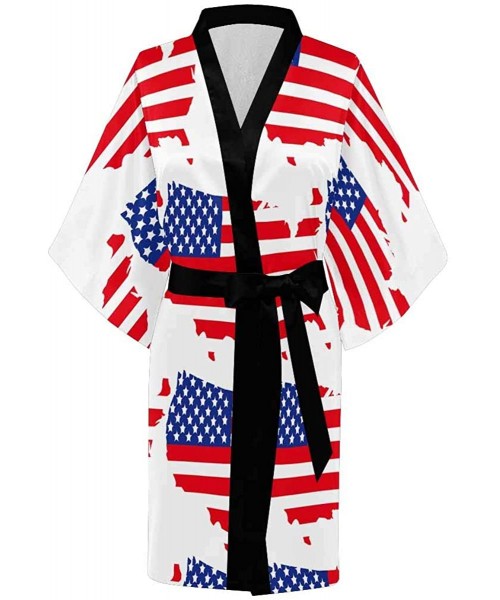 Robes Custom American Flag Pattern Women Kimono Robes Beach Cover Up for Parties Wedding (XS-2XL) - Multi 4 - C7194S52RWD