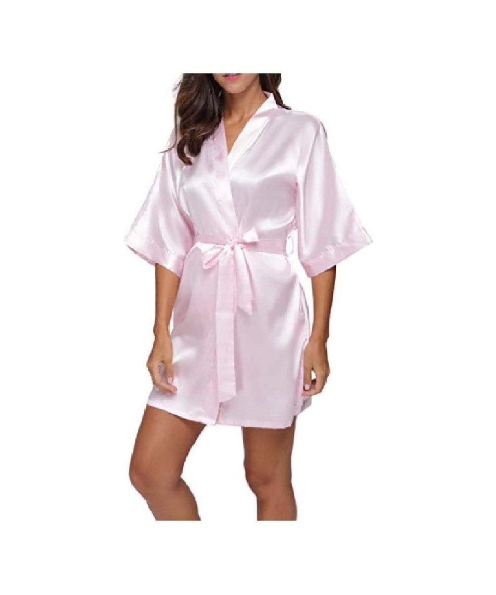Robes Womens Solid Colored Charmeuse Bridesmaid Mini Cardigan Spa Robe AS3 2XL - As3 - CG19DCXRI4O