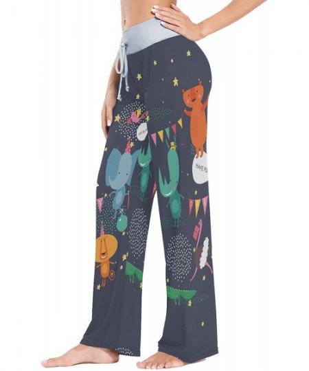 Bottoms Animal Party Women Loose Palazzo Casual Drawstring Sleepwear Print Yoga Pants - CG19CS09M45