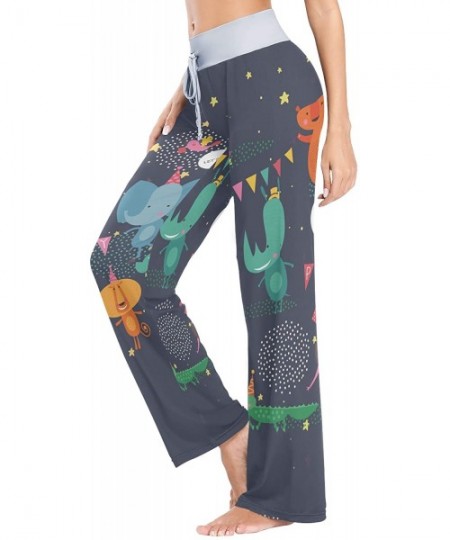Bottoms Animal Party Women Loose Palazzo Casual Drawstring Sleepwear Print Yoga Pants - CG19CS09M45