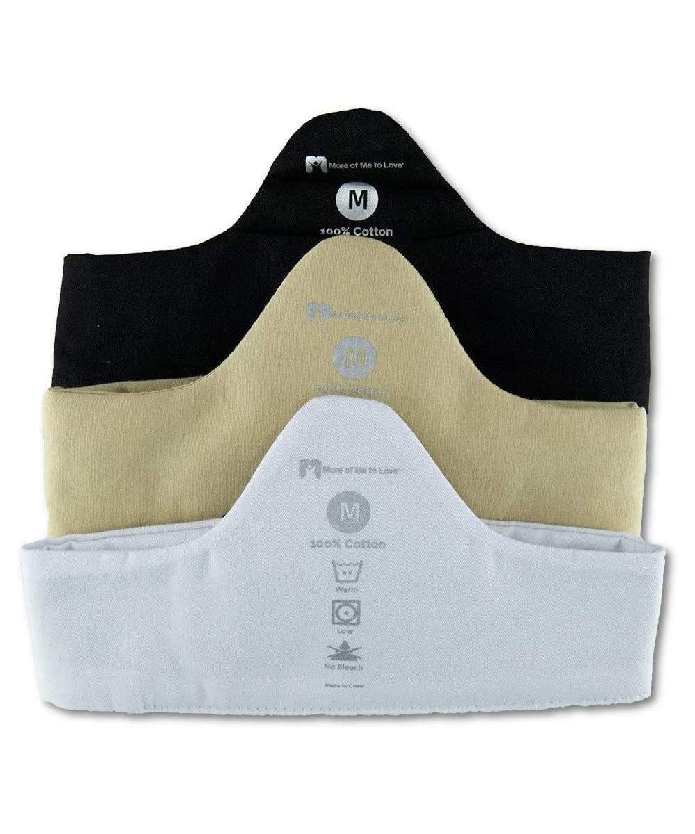 Bras 100% Cotton Bra Liners (3-Pack Black Beige White) - XXL 36" long thin 2" band - CN182GQ3HA4