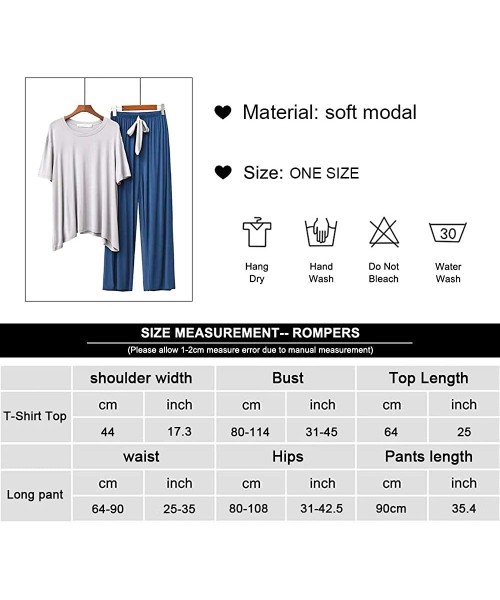 Sets Women Pajamas Short Sleeve T-Shirt Elastic Drawstring Long Pant Set Sleepwear Loungewear Nightgown Casual Pajama Sets - ...