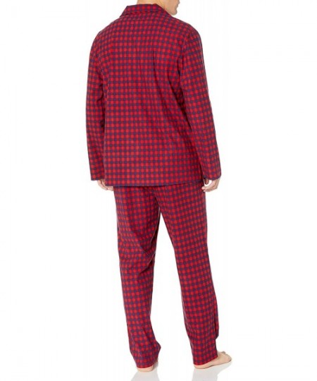 Sleep Sets Men's Cozy Fleece Plaid Pajama Set - Red/Blue - CP18UL6QZKK