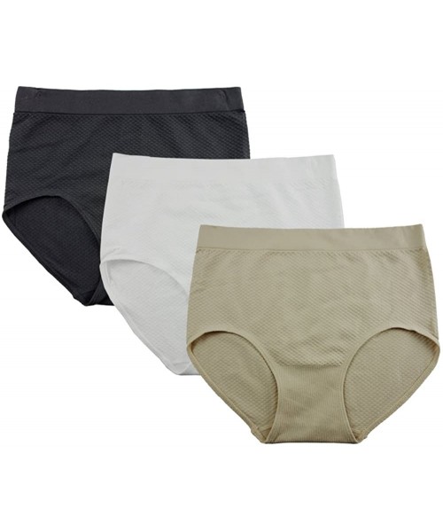 Panties Women's Underwear Seamless Full Briefs Panties - 3 Pack - Black- White- Nude - CN18G3O9AO8