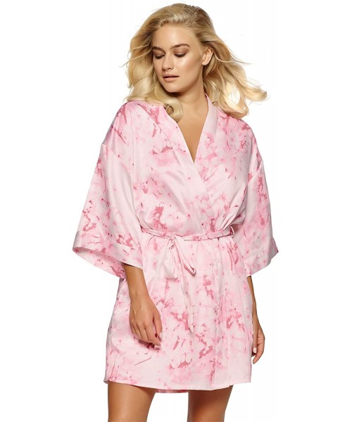 Robes Muse Satin Kimono - Pink Tone Print - CB182Y0AGXK