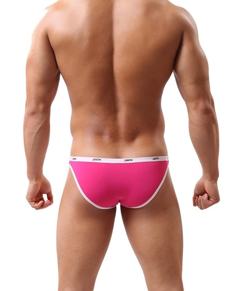 Briefs Mens Briefs Soft and Comfortable Nylon Low Waist Swim Underwear - Rose & Orange & Blue - CD18CO2E4OD