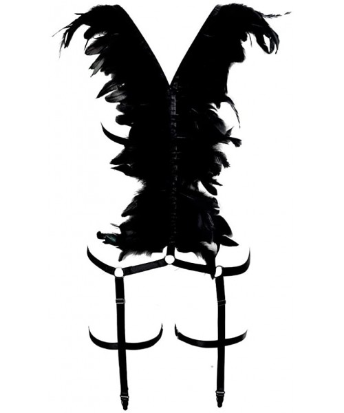 Garters & Garter Belts Women Feather Body Harness Epaulettes Shoulder Wings Punk Gothic Burning Man Lingerie Strap Leg Garter...