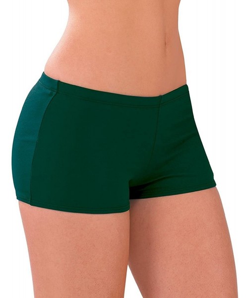 Panties 100% Stretch Nylon Low-Rise Boy Cut Cheerleading Brief Trunks- YM- Forest Green - C21197GD8WH