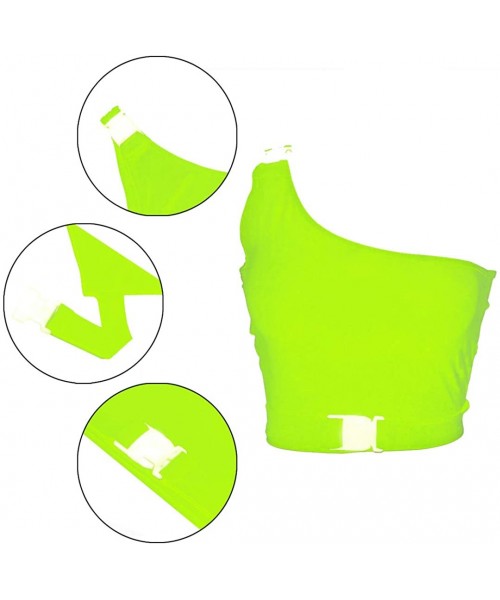 Camisoles & Tanks Women Sexy Buckle Tube Tank Crop Top Camisole Vest Blouse - Green - CP18QU658C3