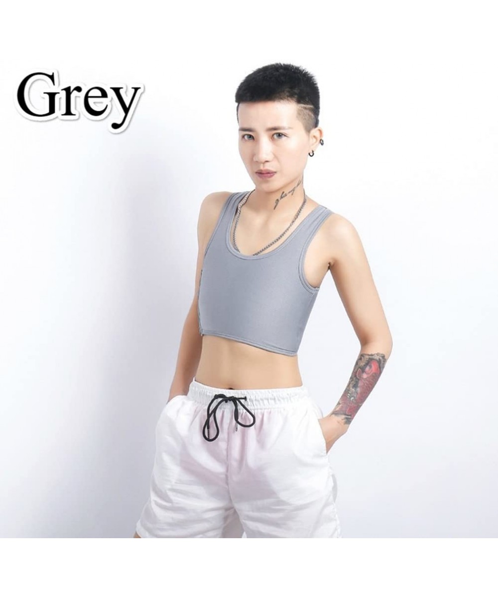 Bustiers & Corsets Compression Chest Binders Breathable Super Flat Les Lesbian Tomboy Binders-L - Gray - CI18DRN348X