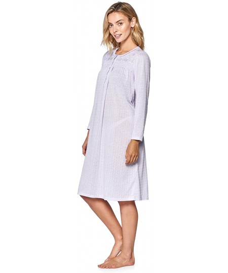 Nightgowns & Sleepshirts Women's Square Neck Long Sleeve Lace Floral Nightgown - Purple Pointelle - C718M557Z7E