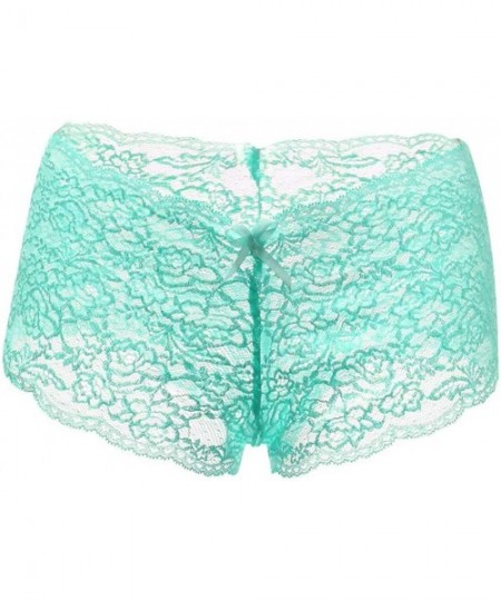 Accessories New Sexy Women Lace Lingerie Plus Size Underwear Open Crotch Bowknot Underwear - Skyblue - CK18W7LMCYK