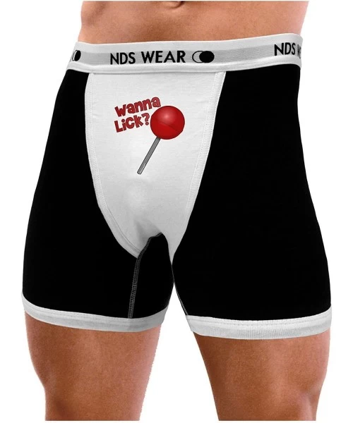 Boxer Briefs TooLoud Wanna Lick Lollipop Mens Boxer Brief Underwear - Black-with-white - CH12B913039