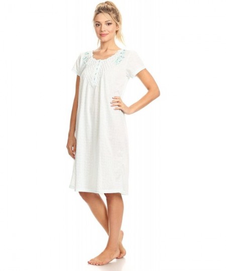 Nightgowns & Sleepshirts Women's Soft and Comfy Nightgown Printed Pajama Night Dress (Also in Plus) - Green - C218SUTQDAL