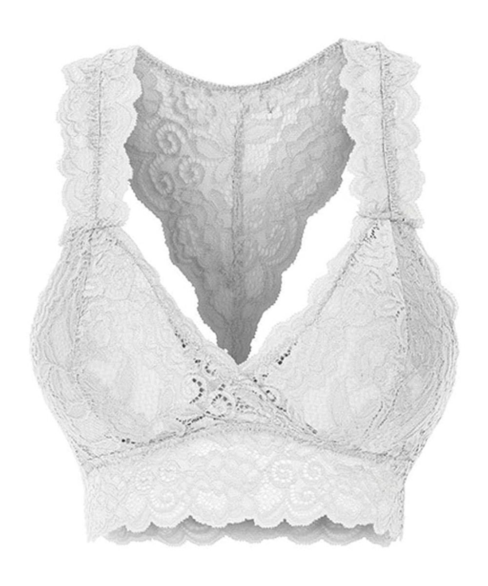 Bras Women Sexy Lace Push-up Bra Floral Underwear with Pad Everyday Bras - White - CQ19CD4DZHE