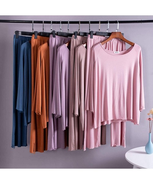 Sets Womens Pajamas Set Long Sleeve Sleepwear Breathable 2 Piece Soft Modal Loungewear Nightwear Shirt&Pants Pjs A iron Gray ...