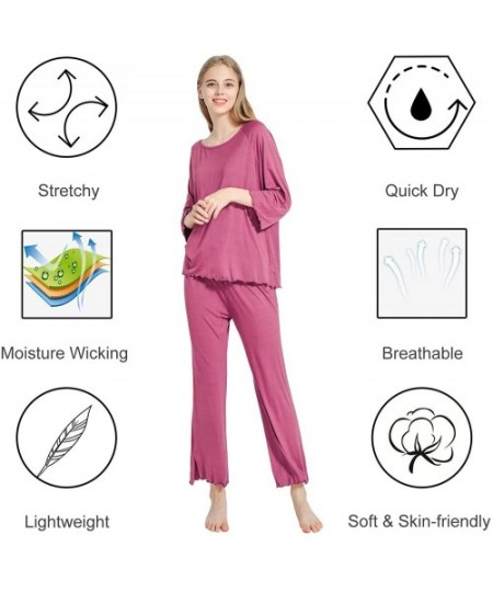 Sets Womens Pajamas Set Long Sleeve Sleepwear Breathable 2 Piece Soft Modal Loungewear Nightwear Shirt&Pants Pjs A iron Gray ...