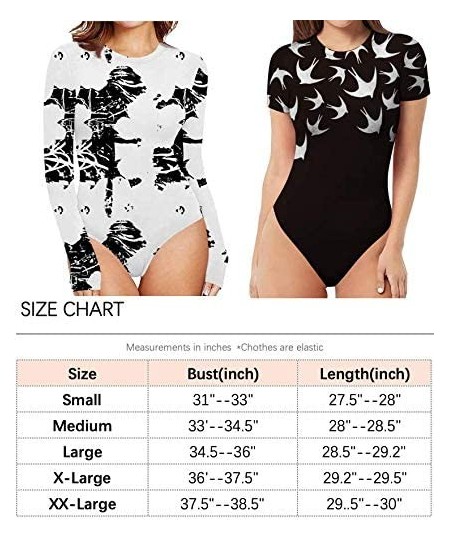 Shapewear Women's Pattern Style Long Sleeve Tops Basic Round Collar Jumpsuits Bodysuit - Mermaid - CE198CAL20A