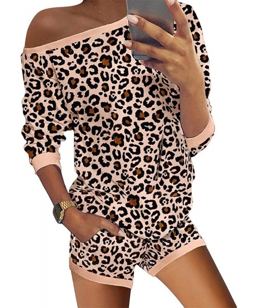 Sets Women's Pajama Sets Short/Long Sleeve Tee and Pants Set Loungewear Sleepwear - 303_leopard - CQ199I0CEYN