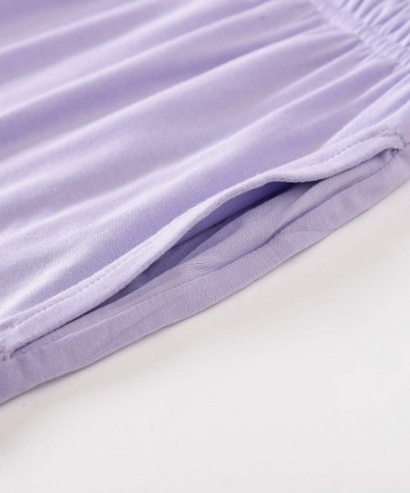 Sets Women's Pleated Shirt and Pants Pajamas Set - Purple - C718WAYICHA