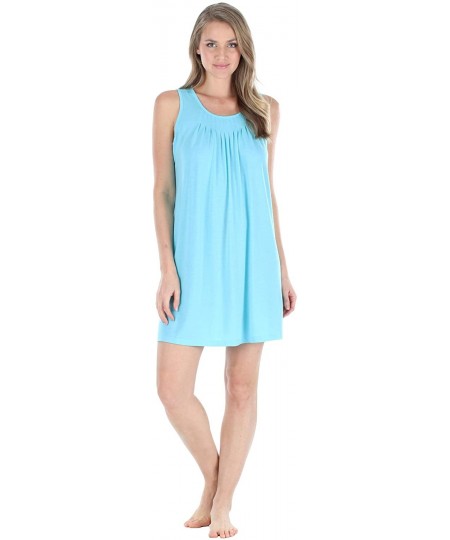 Sets Women's Soft Lightweight Sleepwear - Gown - Caribbean Blue - C412LNVYCDR