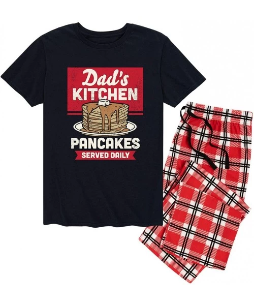 Sleep Sets Dads Kitchen Pancakes - Men's Pajama Set - Black|red Plaid - CI199TZGCWE