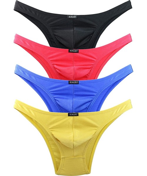Bikinis Men's Cheeky Underwear Mens Pouch Bikini Panties Sexy Branzilian Back Briefs - 4 Pack - CB18L0IILOZ
